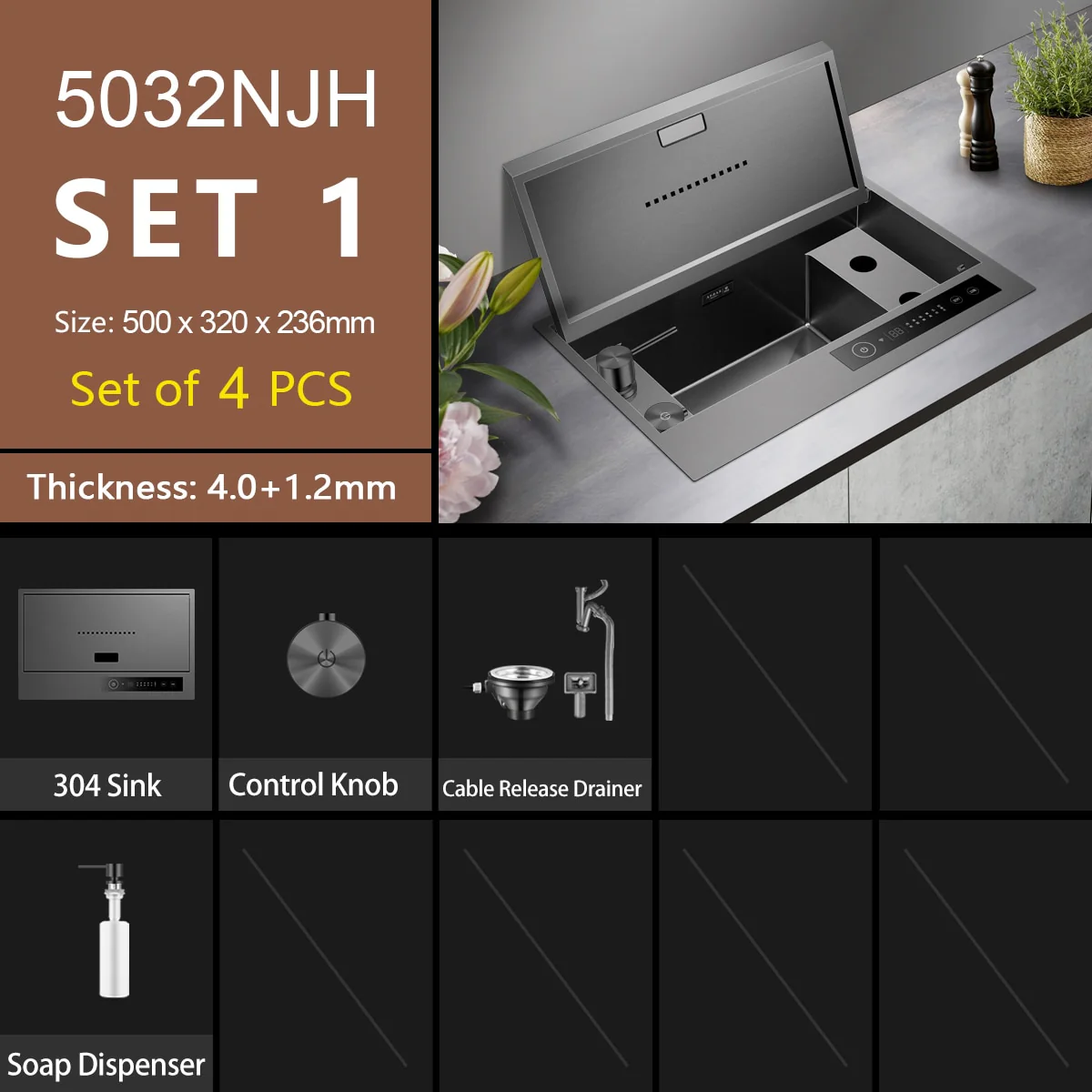 Smart Washing Bowl Hidden Kitchen Sink - Image 3