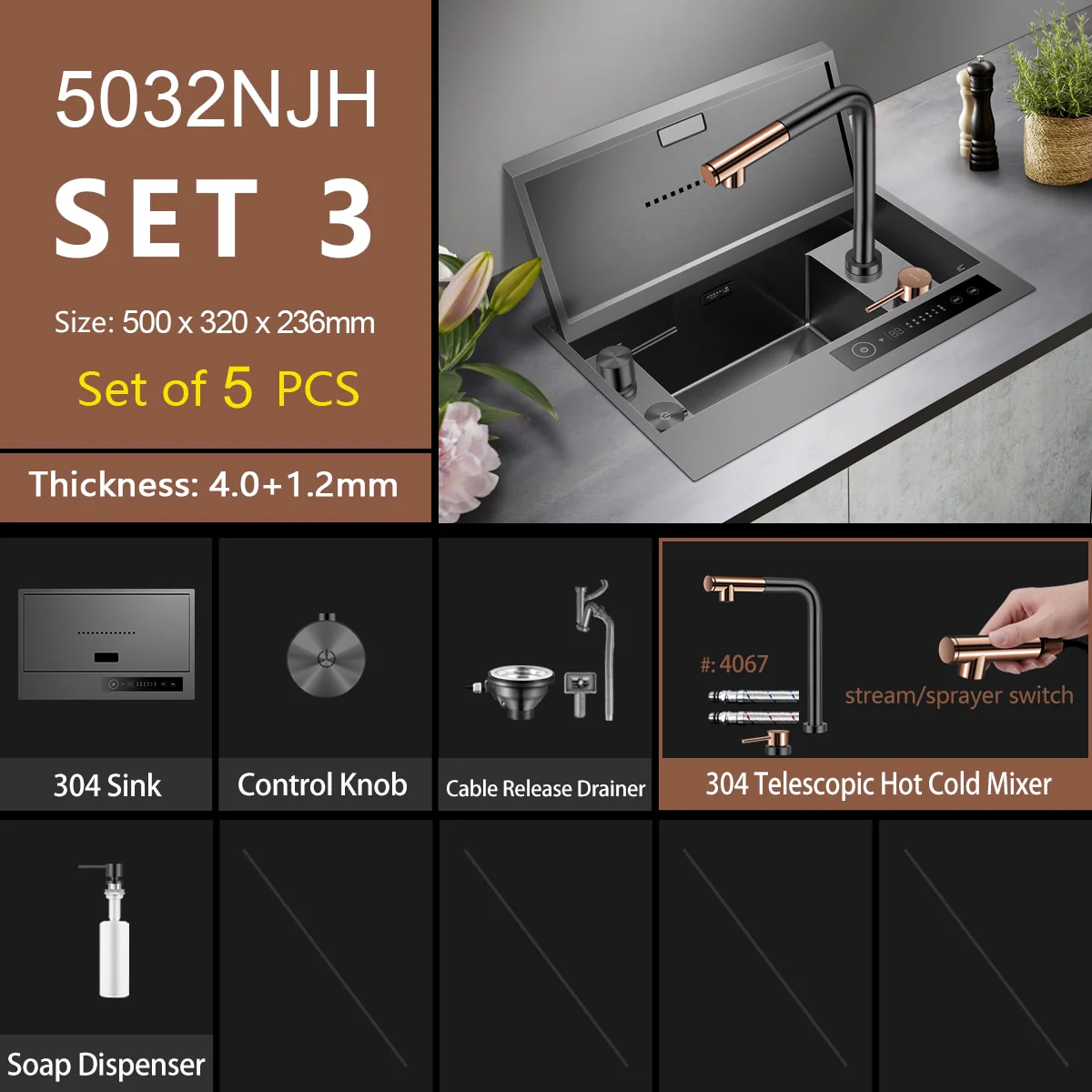 Smart Washing Bowl Hidden Kitchen Sink - Image 4