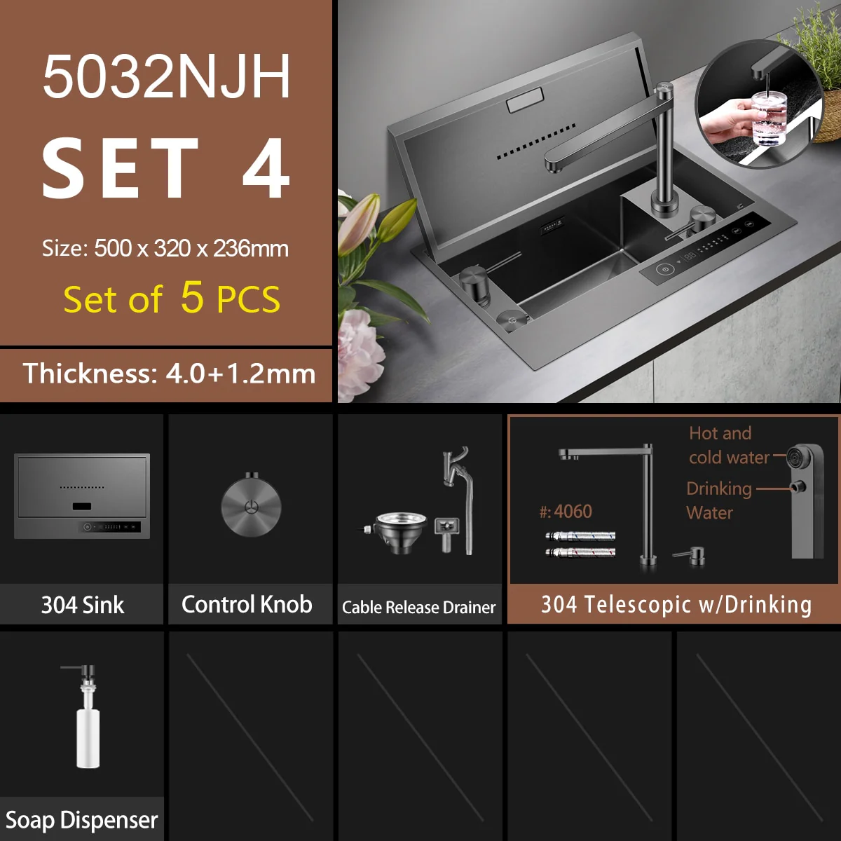 Smart Washing Bowl Hidden Kitchen Sink - Image 5