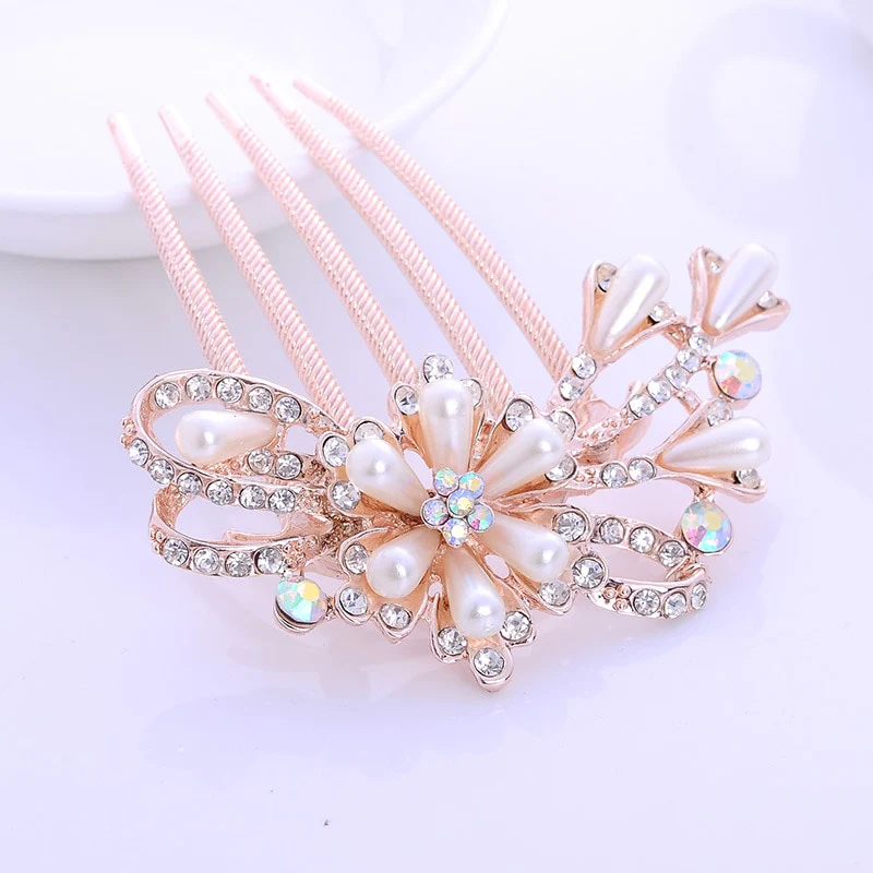 Sparkling Crystal Pearl Hair Comb - Image 11