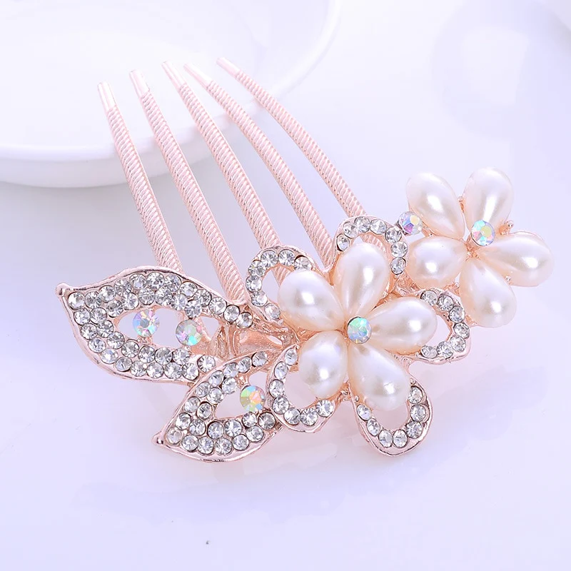 Sparkling Crystal Pearl Hair Comb - Image 3