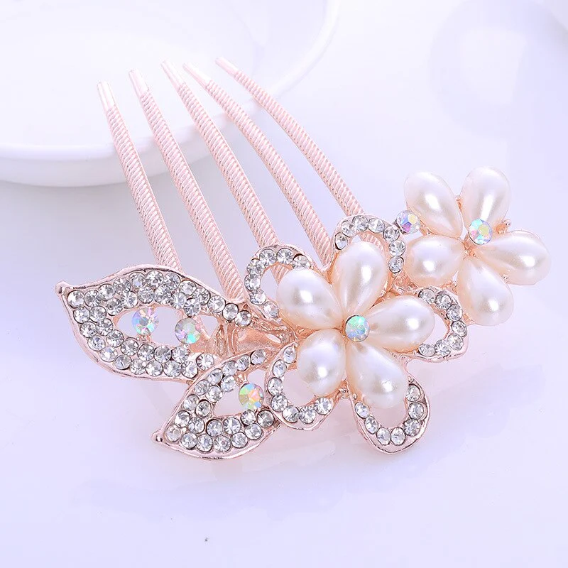 Sparkling Crystal Pearl Hair Comb - Image 9