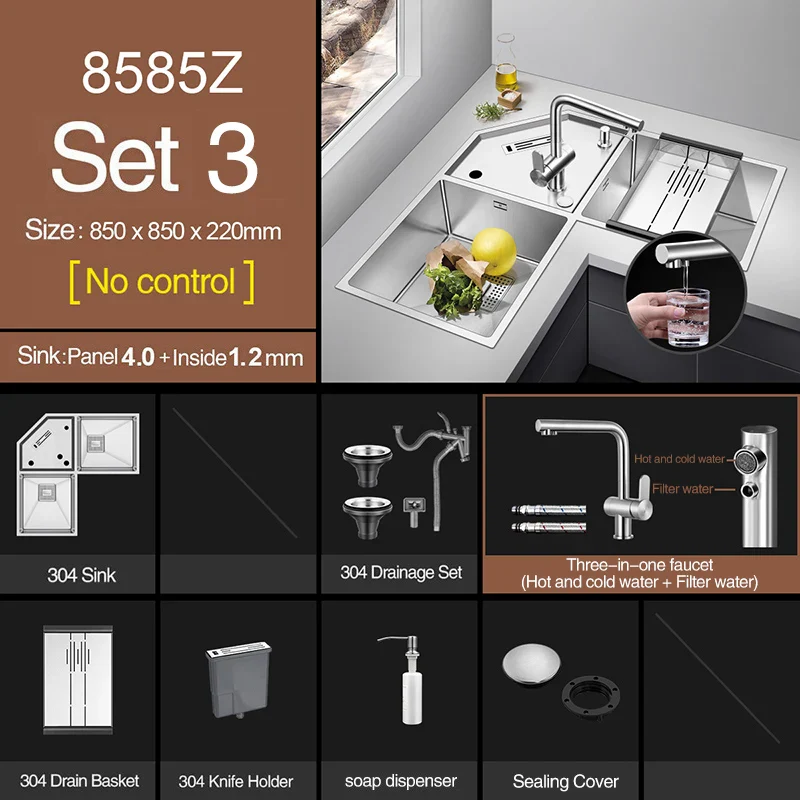 Stainless Steel Corner Kitchen Sink - Image 11