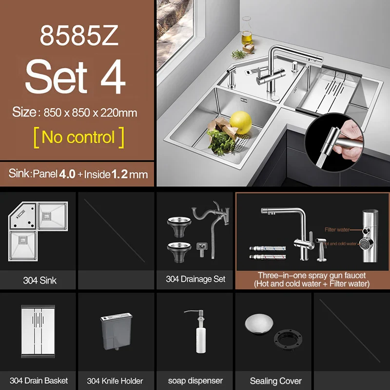 Stainless Steel Corner Kitchen Sink - Image 12