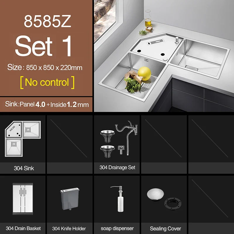 Stainless Steel Corner Kitchen Sink - Image 13