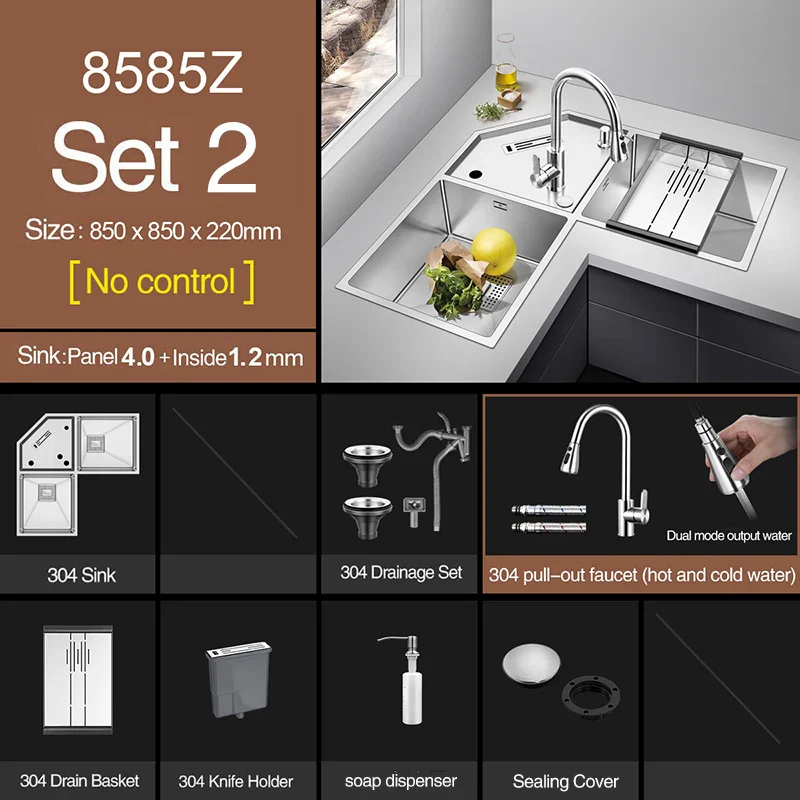 Stainless Steel Corner Kitchen Sink - Image 14