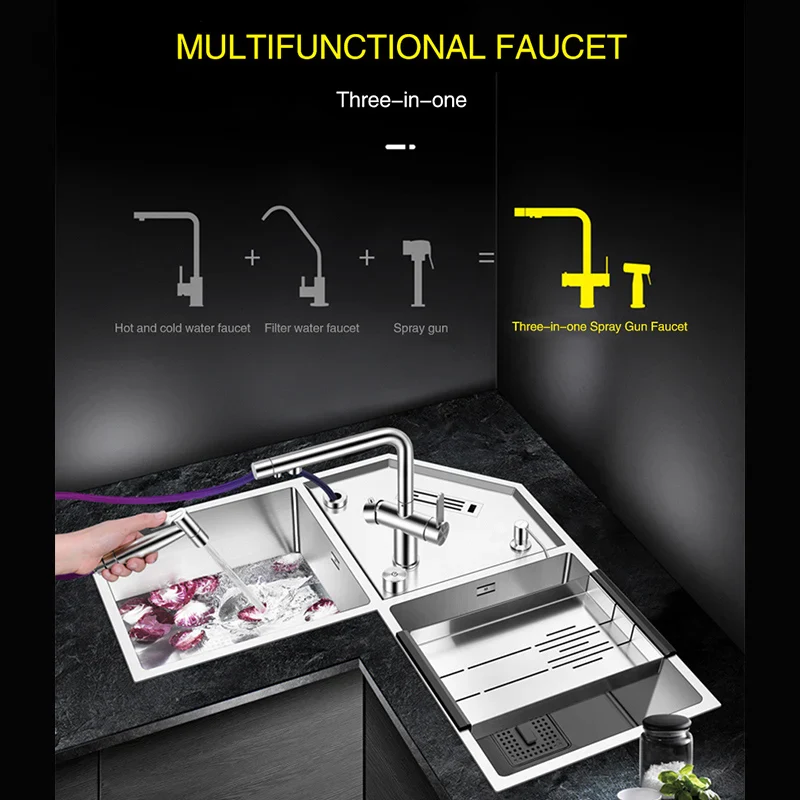 Stainless Steel Corner Kitchen Sink - Image 5