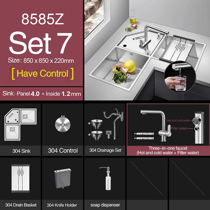 Stainless Steel Corner Kitchen Sink - Image 7