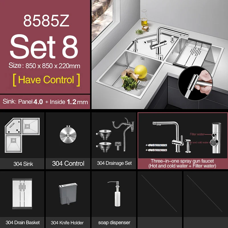 Stainless Steel Corner Kitchen Sink - Image 8