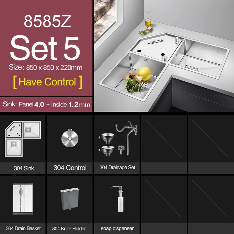 Stainless Steel Corner Kitchen Sink - Image 9
