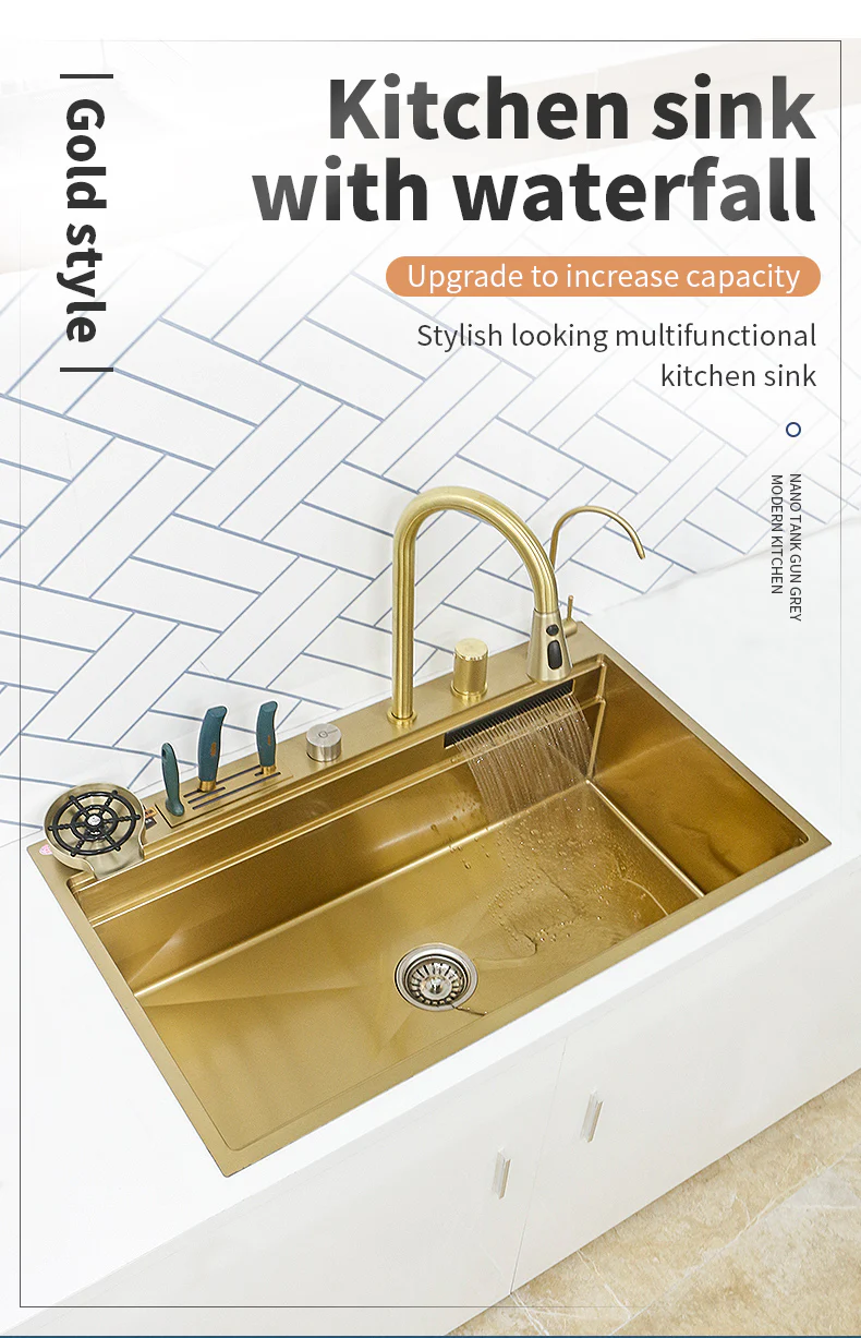 Stainless Steel Knife Rack Waterfall Sink - Image 13