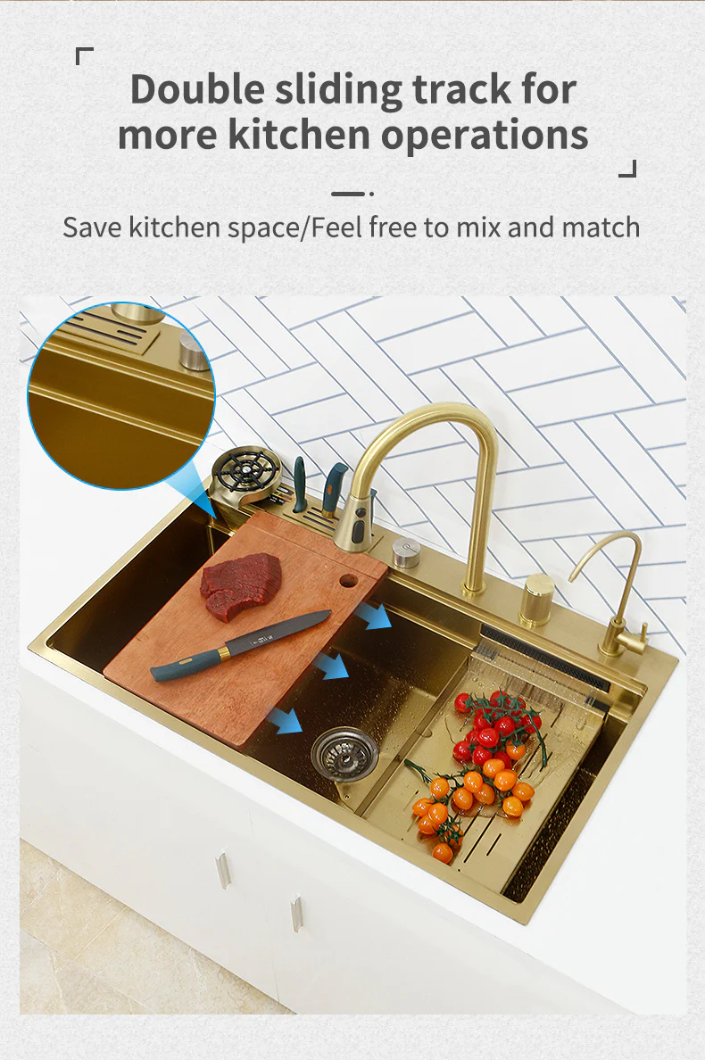 Stainless Steel Knife Rack Waterfall Sink - Image 15