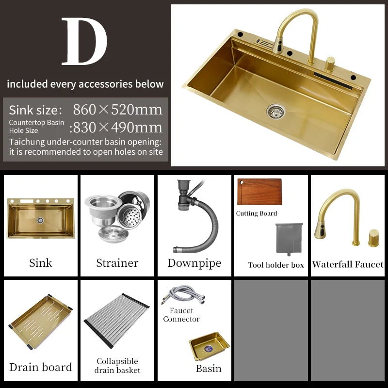 Stainless Steel Knife Rack Waterfall Sink - Image 4