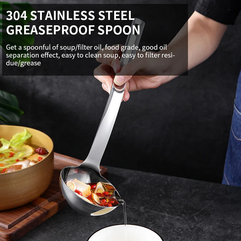 Stainless Steel Oil Fat Filtering Spoon Scoop - Image 10