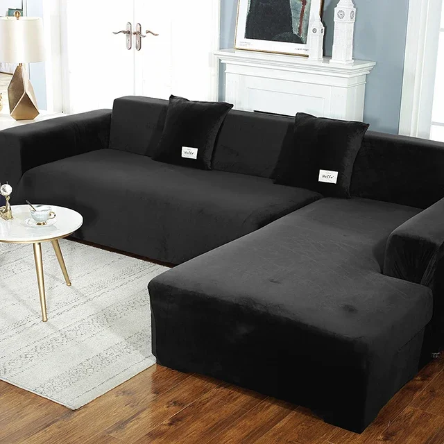 Black Velvet Sofa Seat Cushion Cover - Image 10