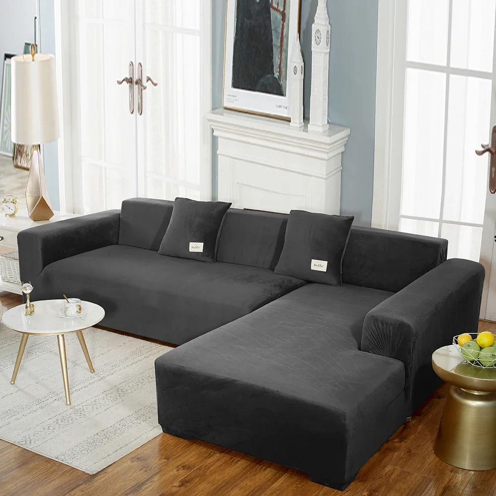Black Velvet Sofa Seat Cushion Cover - Image 3