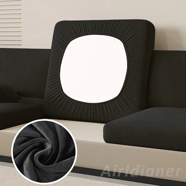 Black Velvet Sofa Seat Cushion Cover - Image 5