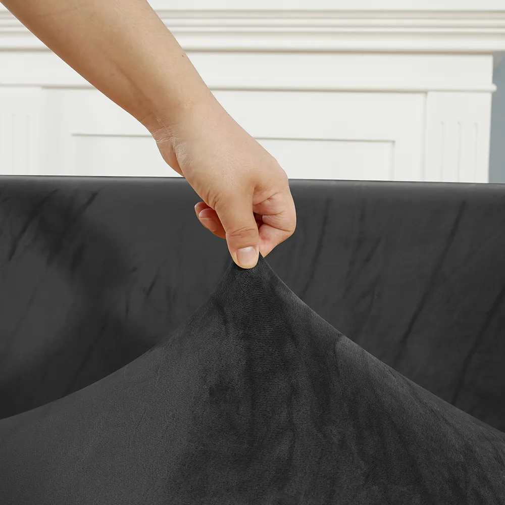 Black Velvet Sofa Seat Cushion Cover - Image 6