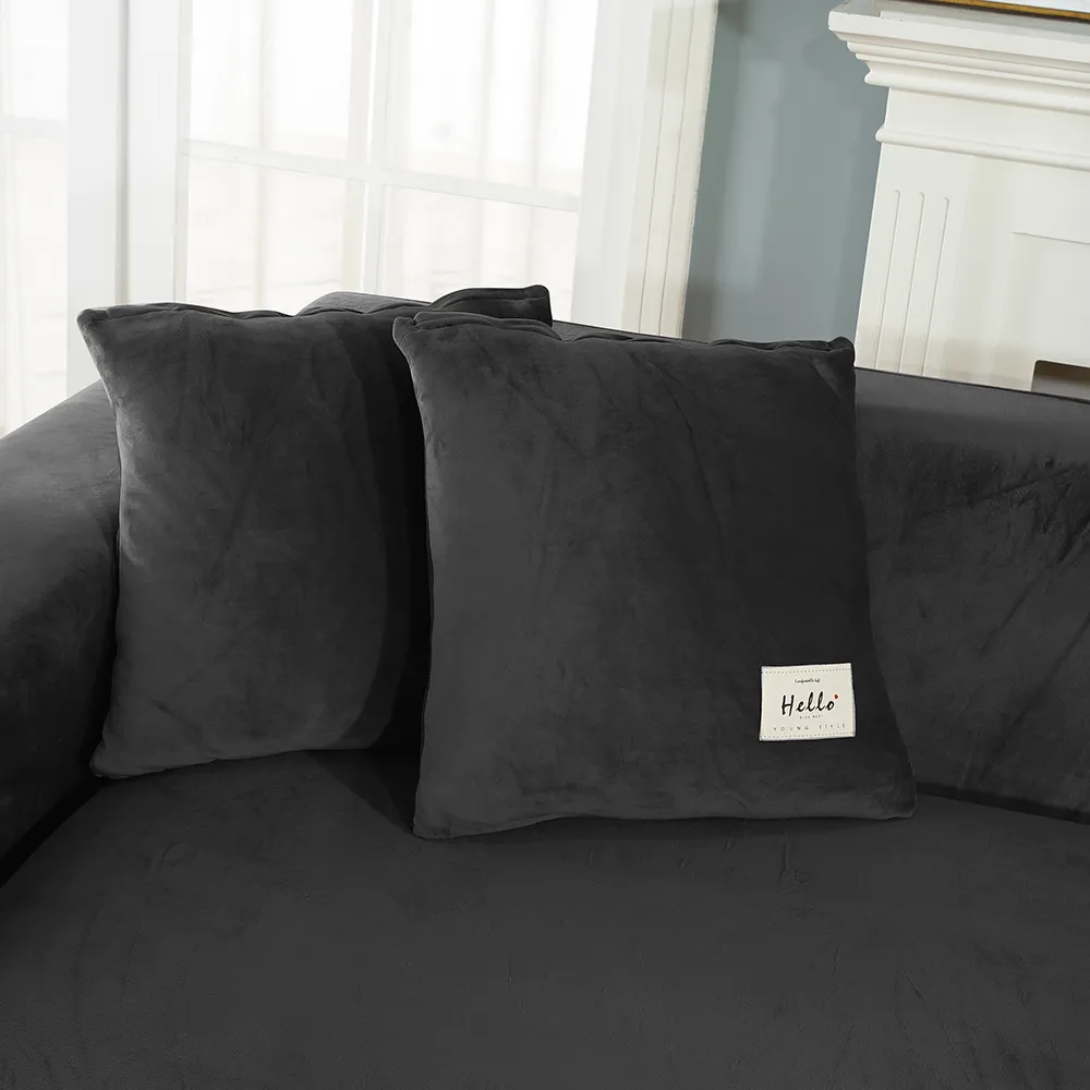 Black Velvet Sofa Seat Cushion Cover - Image 7