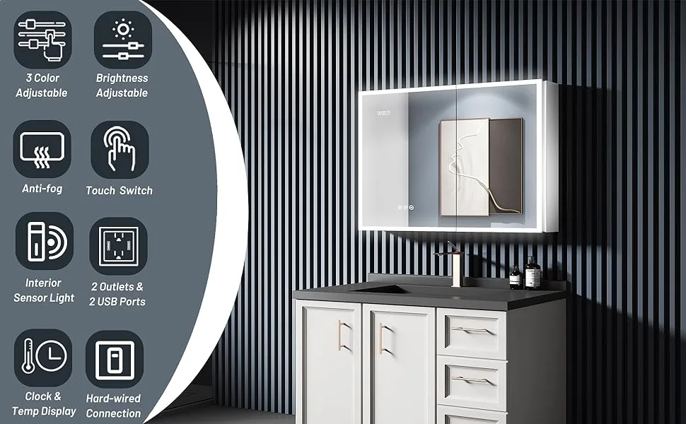 Touch LED Mirror Storage Cabinet - Image 8