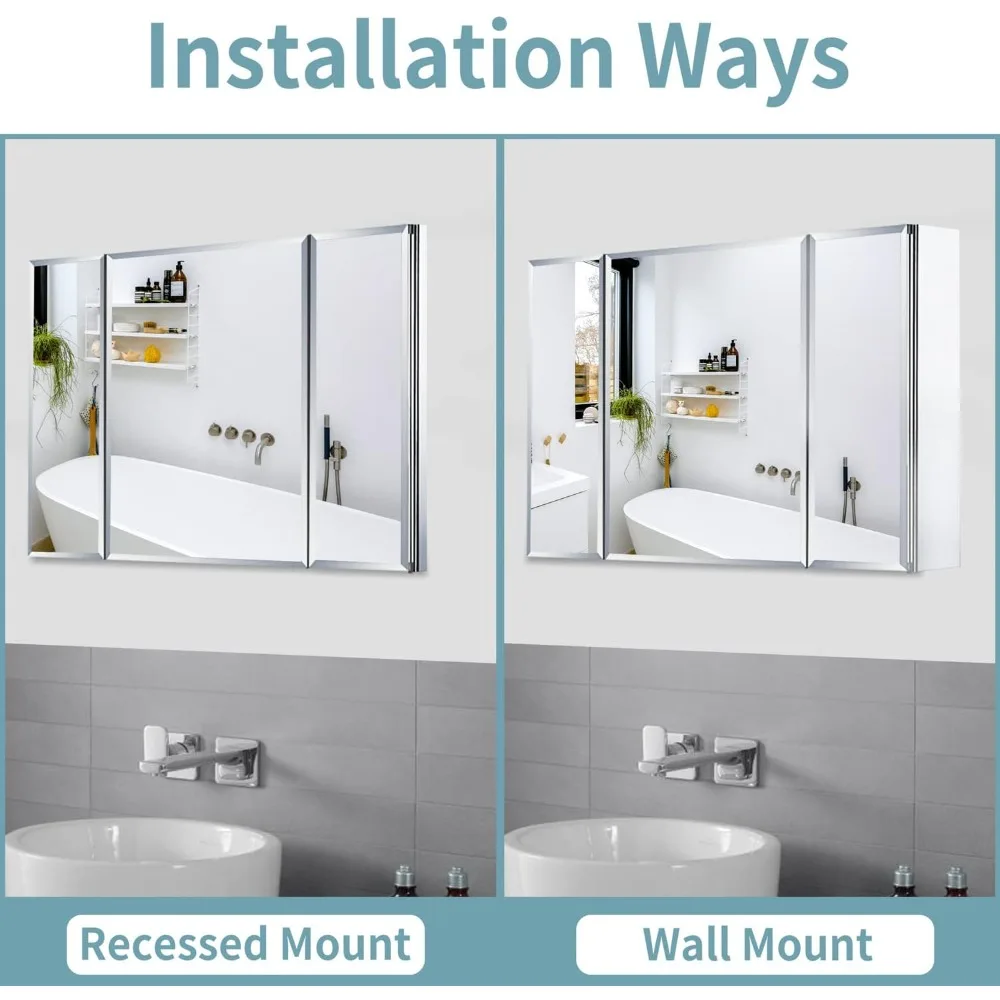 Triple-Door Mirror Cabinet - Image 2