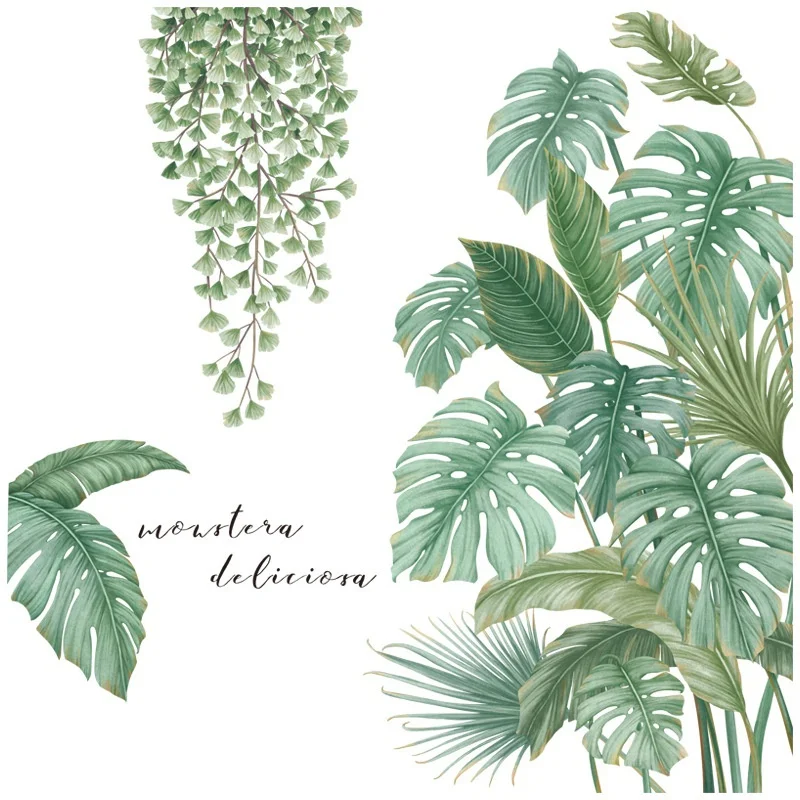 Tropical Plants Leaves Wall Stickers - Image 4