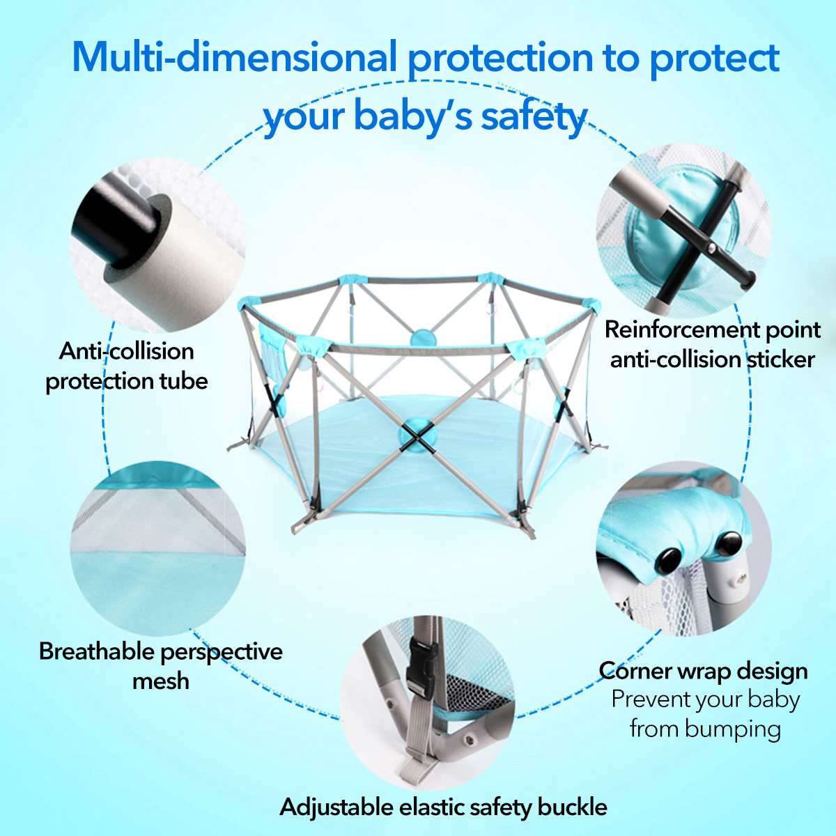 (US Stock) Folding Baby Play Ground Fence - Image 7