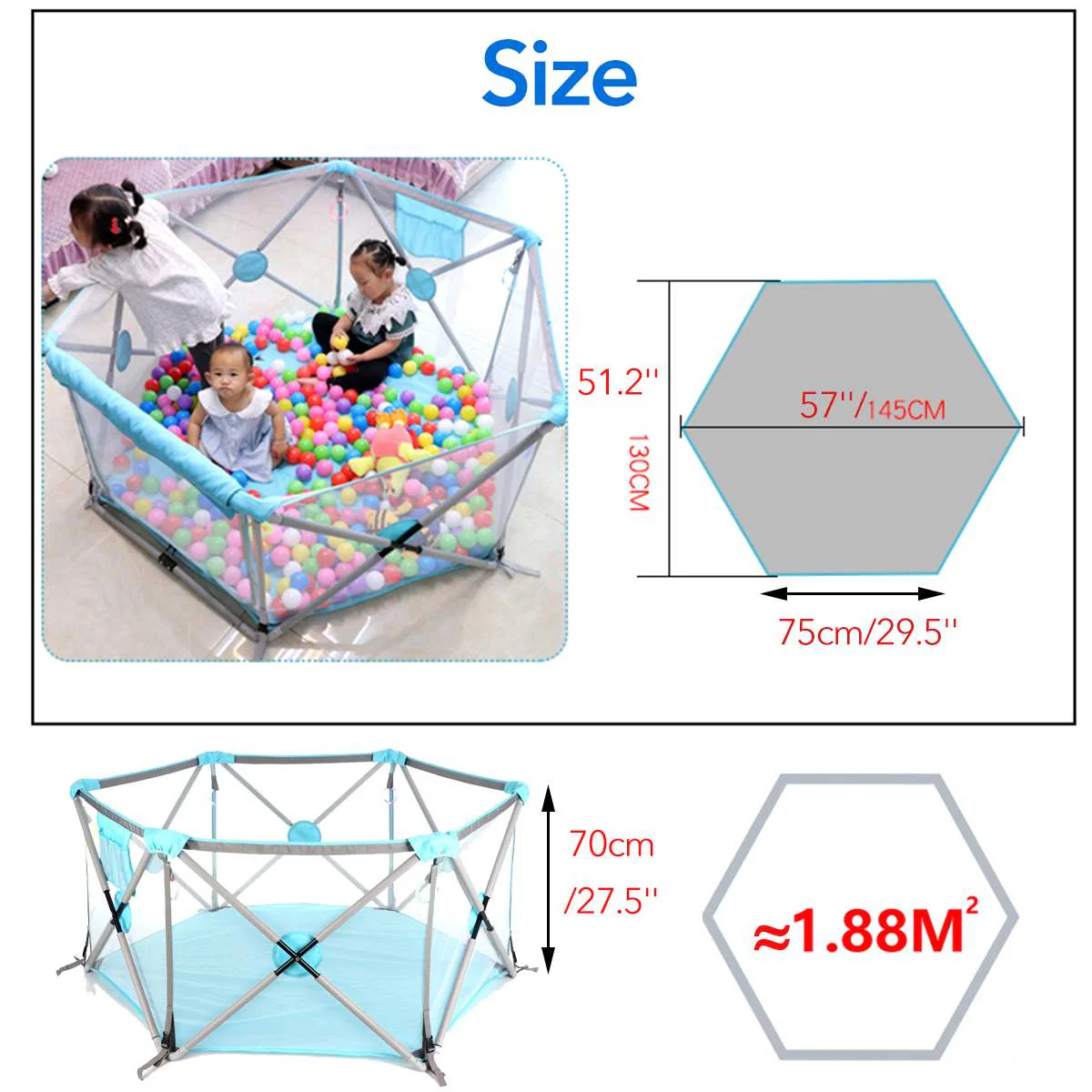 (US Stock) Folding Baby Play Ground Fence - Image 9