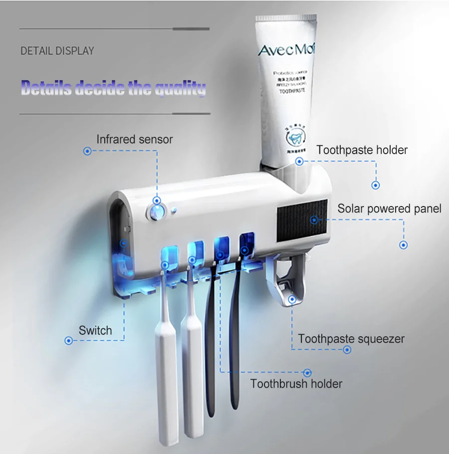 UV Disinfection Toothbrush Holder Toothpaste Dispenser - Image 17