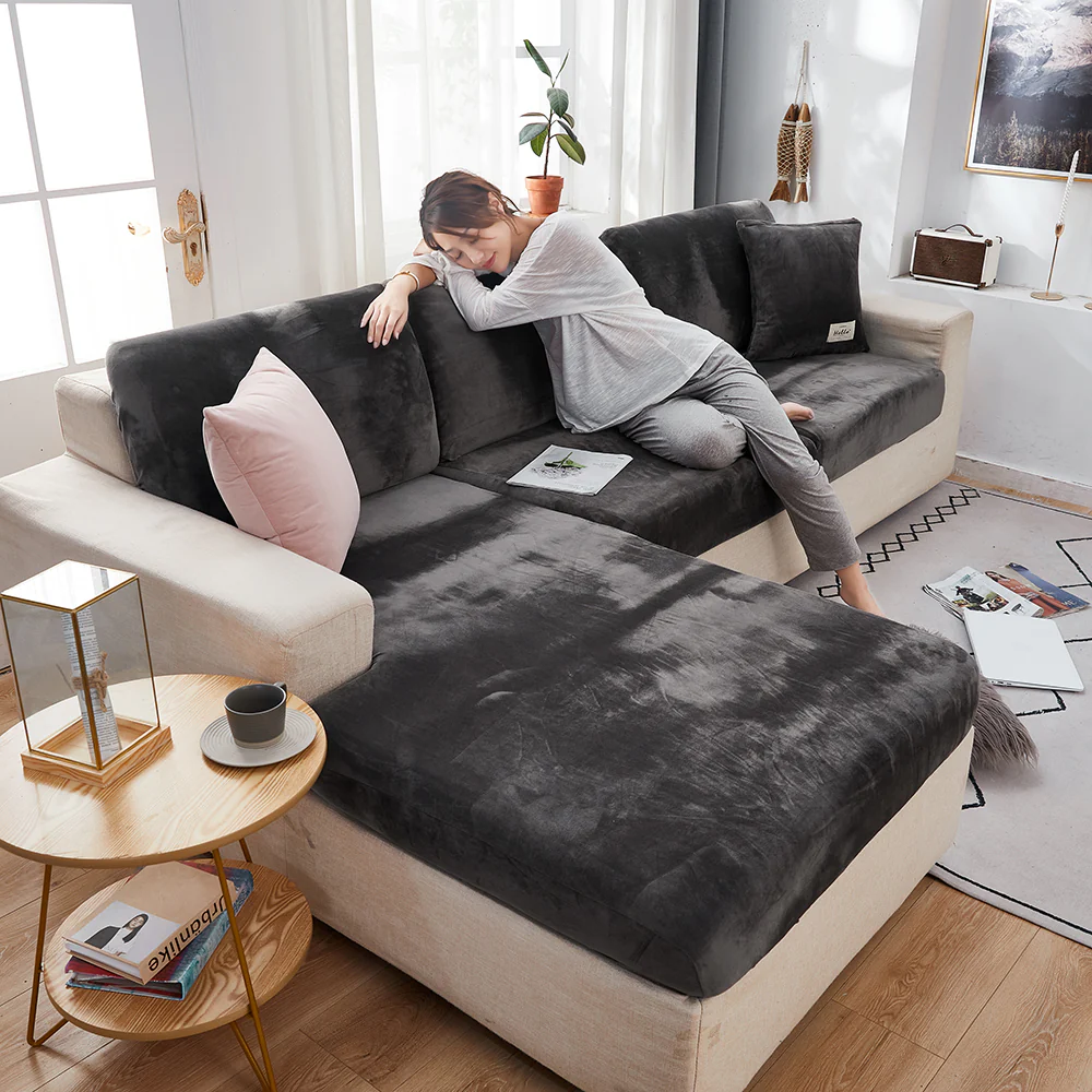 Velvet Sofa Seat Cushion Cover - Image 19