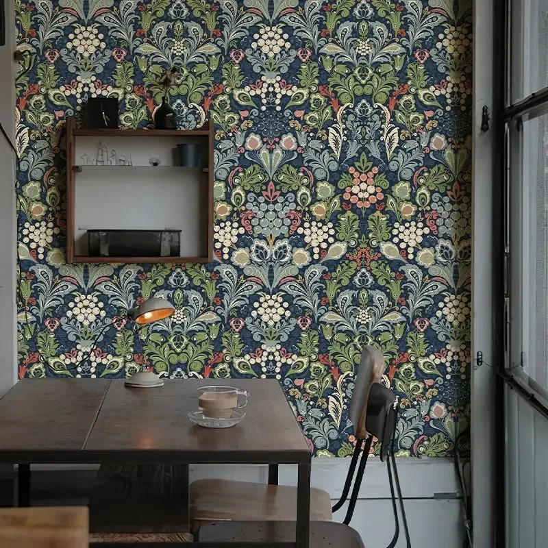 Vintage Blue Floral Wallpaper - Image 11