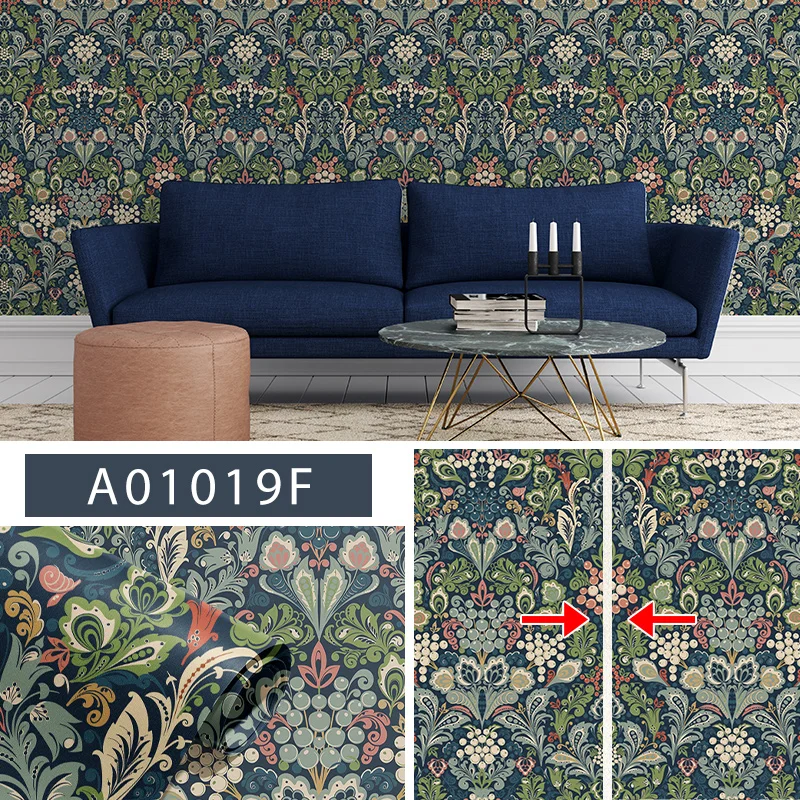 Vintage Blue Floral Wallpaper - Image 18