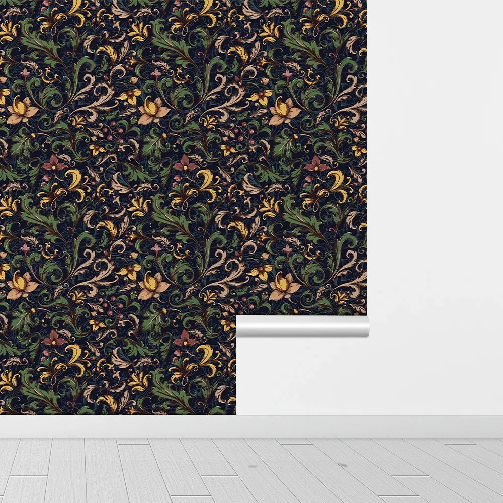 Vintage Blue Floral Wallpaper - Image 22