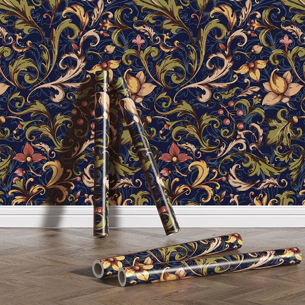 Vintage Blue Floral Wallpaper - Image 8