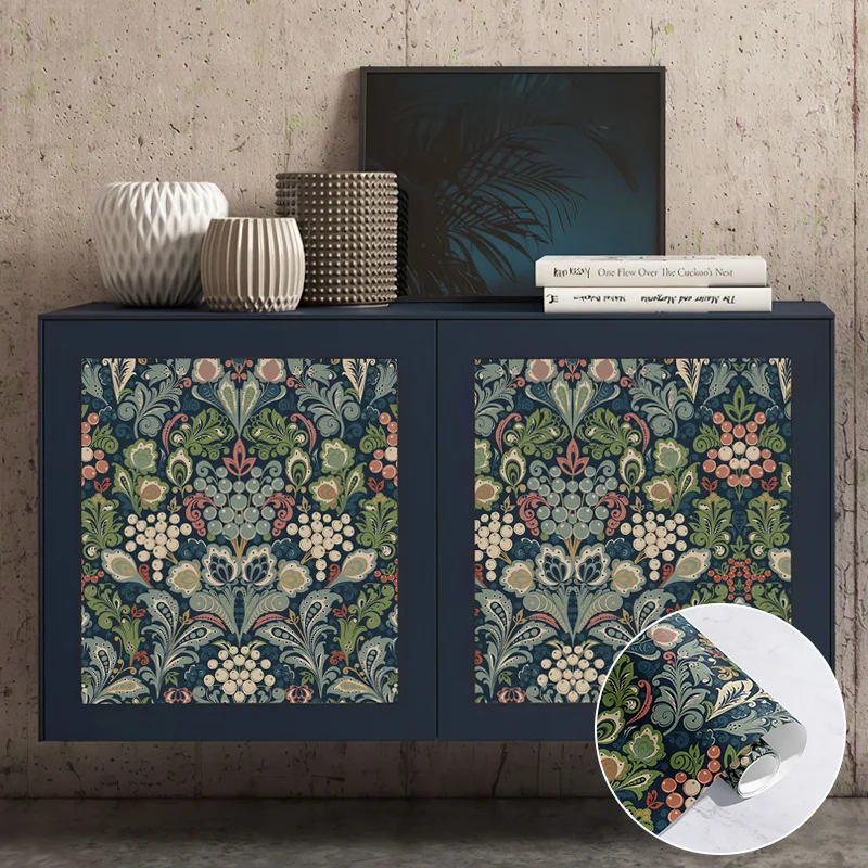 Vintage Blue Floral Wallpaper - Image 9