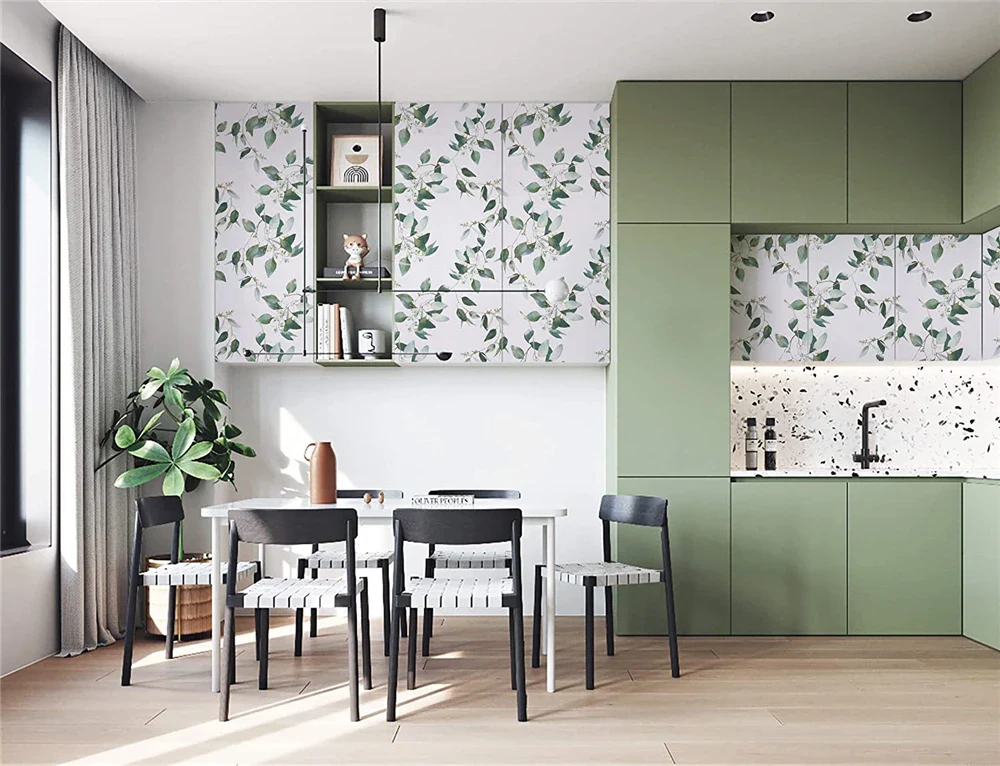 Vinyl Green Leaf Peel and Stick Wallpaper - Image 11