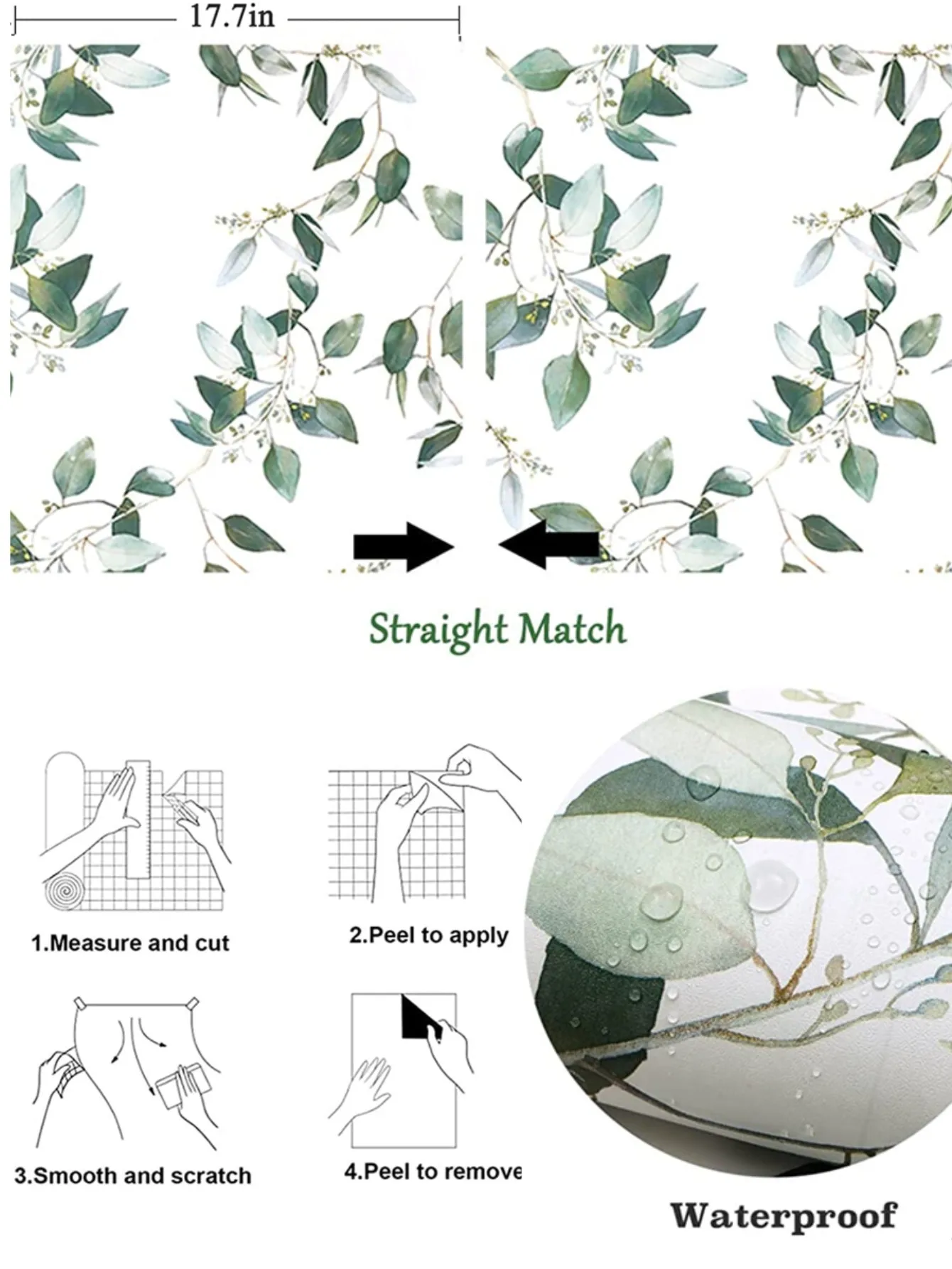 Vinyl Green Leaf Peel and Stick Wallpaper - Image 5