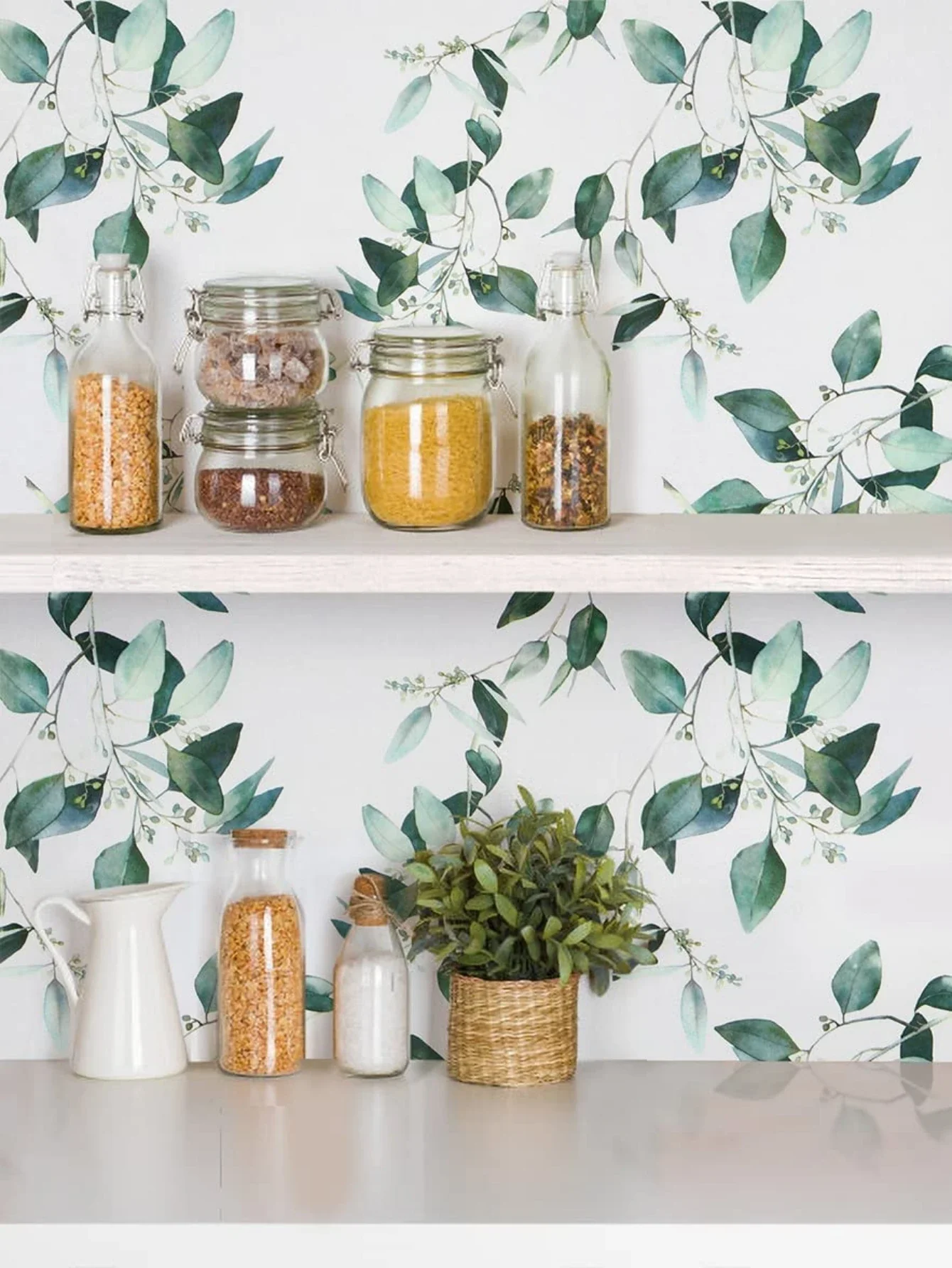 Vinyl Green Leaf Peel and Stick Wallpaper - Image 6