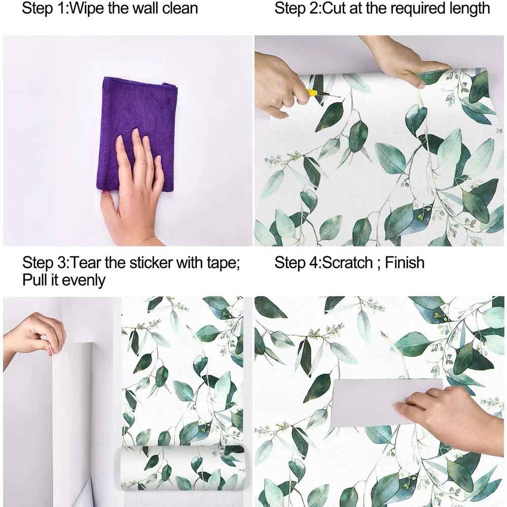 Vinyl Green Leaf Peel and Stick Wallpaper - Image 9