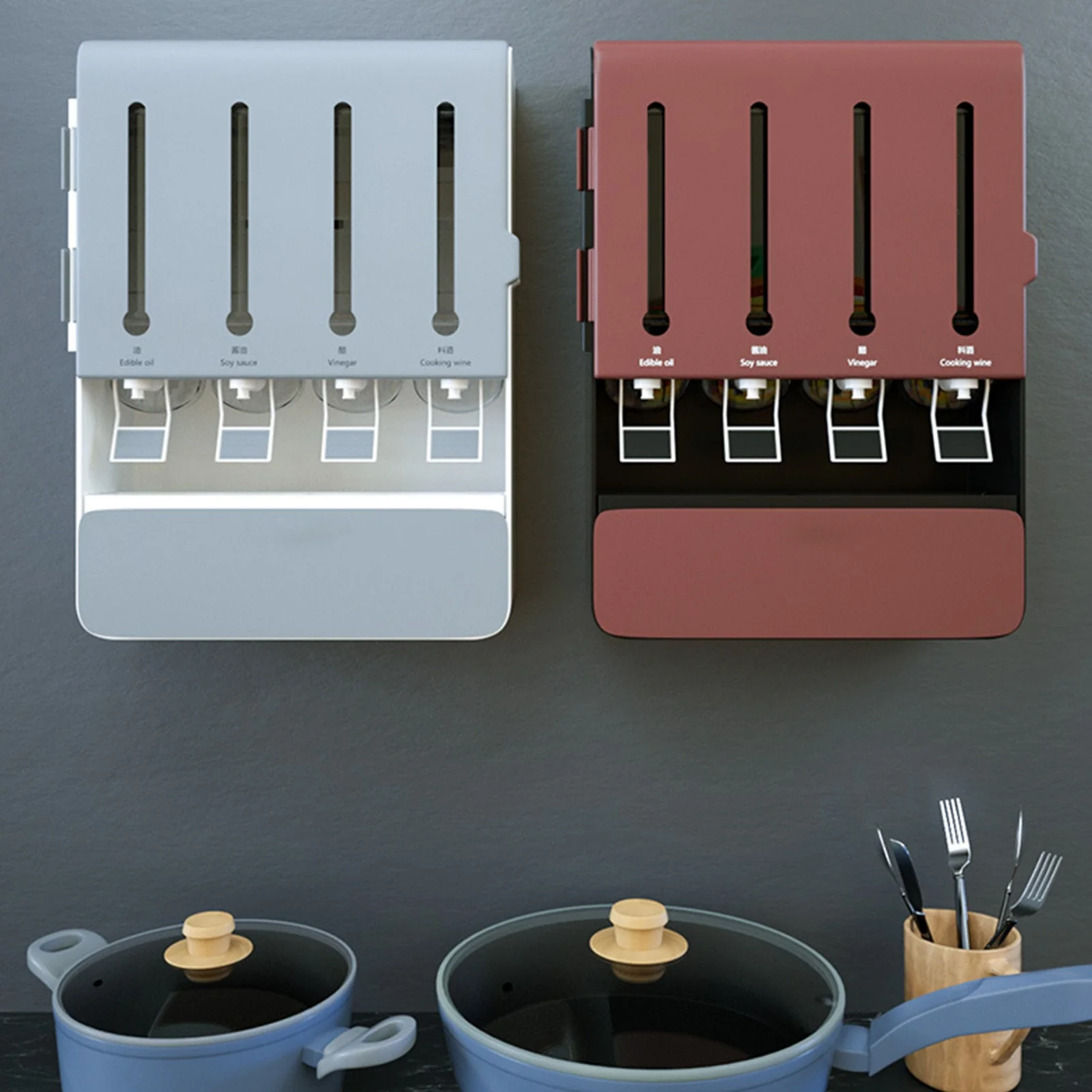 Wall-Mounted Kitchen Spice Seasoning Dispenser Holder Box - Image 4