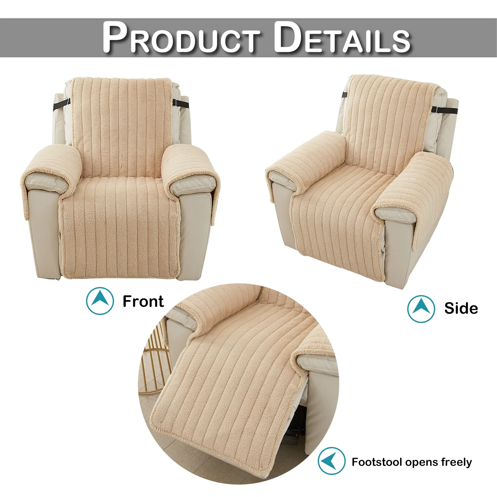 Warm Plush Fur Recliner Sofa Cover - Image 4