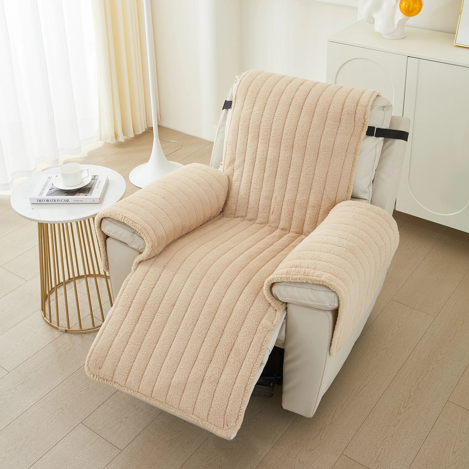 Warm Plush Fur Recliner Sofa Cover - Image 5