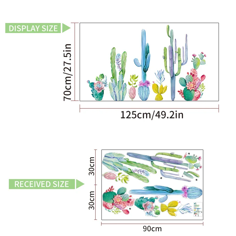 Watercolor Cactus Wall Sticker - Image 3