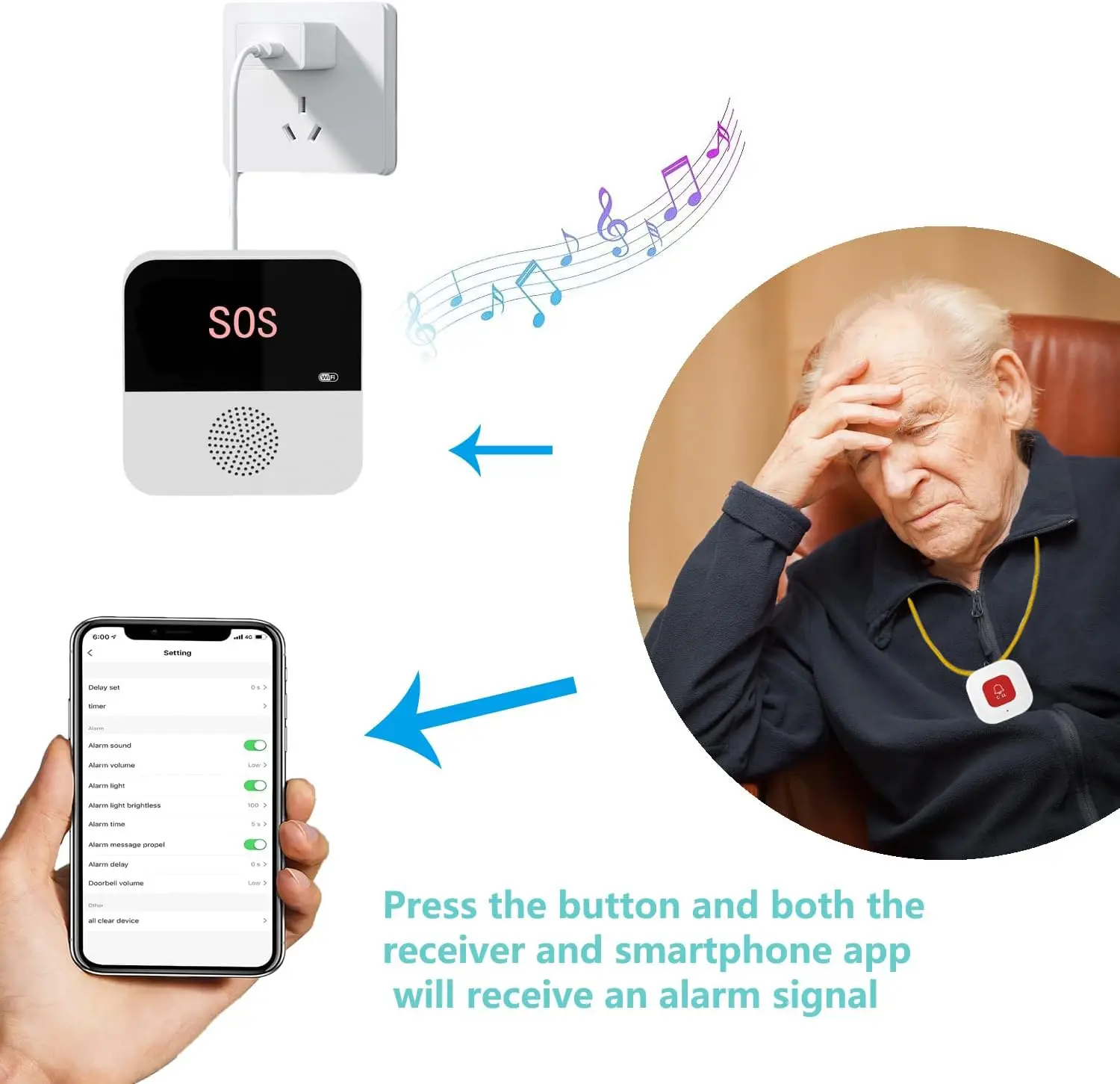 Wireless WiFi Elderly SOS Call Button - Image 4